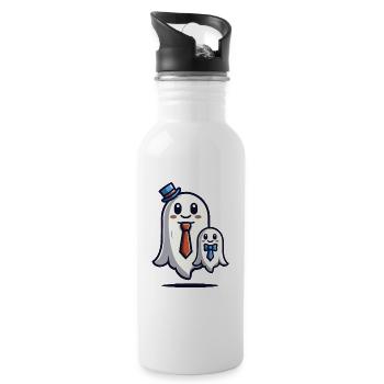 Papa Gespenst Vater Mit Sohn Lustiges Halloween - Trinkflasche mit integriertem Trinkhalm - Weiß - Rechts