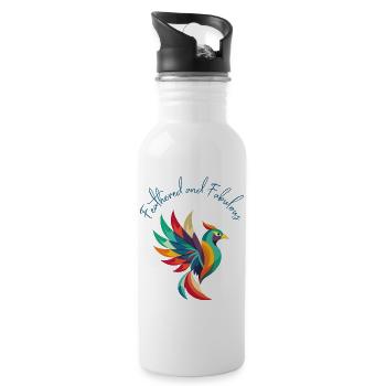 Feathered and Fabulous - Water bottle with straw - white - Right