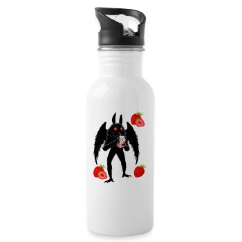 Mothman Erdbeer Milchshake - Trinkflasche mit integriertem Trinkhalm - Weiß - Rechts