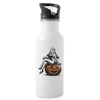 Seductive Ghost Funny Halloween Design - Water bottle with straw - white - Right