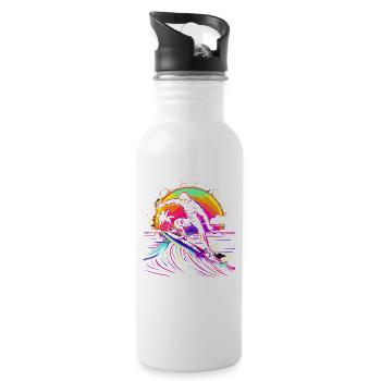 Surfer Vaporwave - Water bottle with straw - white - Right