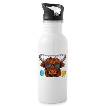 Big Big Brother Of The Birthday Boy - Trinkflasche mit integriertem Trinkhalm - Weiß - Rechts