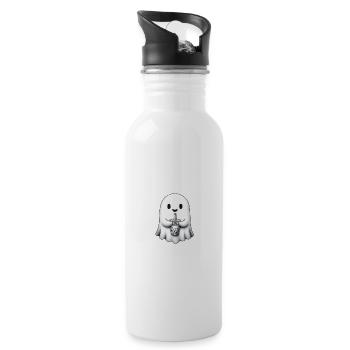 Cute Ghost Bubble Tea - Water bottle with straw - white - Right