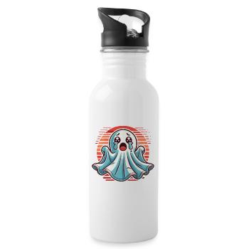 Sad Ghost Cute Weeping Ghosts - Water bottle with straw - white - Right