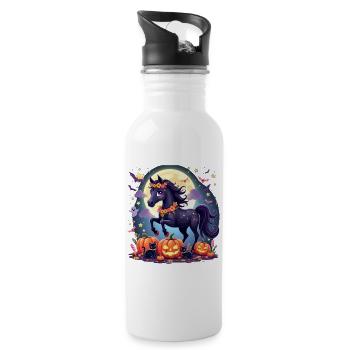 Magisches Halloween Pferd Mädchen Abenteuer - Trinkflasche mit integriertem Trinkhalm - Weiß - Rechts