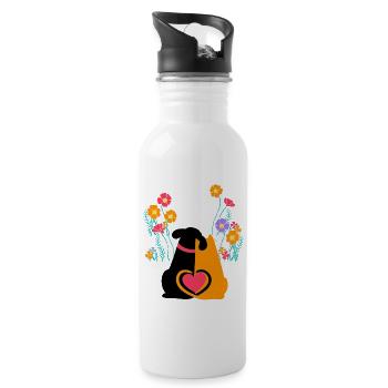 Dog, Cat, Garden, Love, Nature, Nature Lover - Water bottle with straw - white - Right