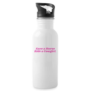 This Funny Save a Horse ride a Cowboy in pink - Trinkflasche mit integriertem Trinkhalm - Weiß - Rechts