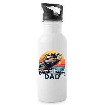 Dragon barbu disant papa drôle dragon barbu cadeau - Gourde avec paille intégrée - blanc - Droite