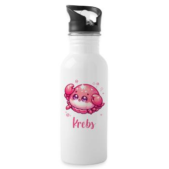 Krebs Design für Sternzeichen Fans – Kawaii Motiv - Trinkflasche mit integriertem Trinkhalm - Weiß - Rechts