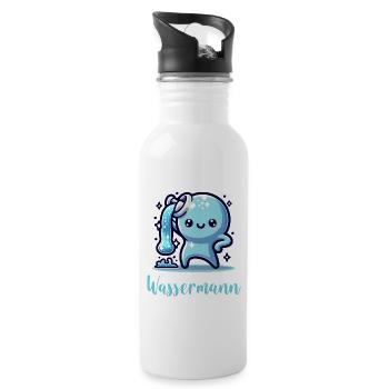 Wassermann Design für Sternzeichen Fans Kawaii - Trinkflasche mit integriertem Trinkhalm - Weiß - Rechts