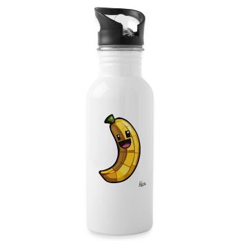 Lustige Pixel-Banane - Trinkflasche mit integriertem Trinkhalm - Weiß - Rechts