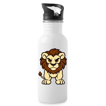 Lion Bande Dessinée Animal - Gourde avec paille intégrée - blanc - Droite