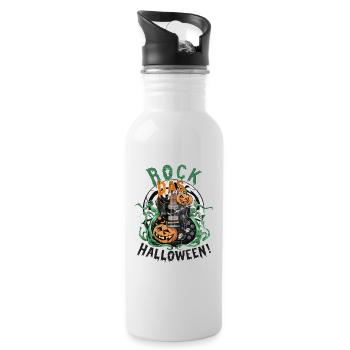 Rock das Halloween, Gitarre und Kürbis - Trinkflasche mit integriertem Trinkhalm - Weiß - Rechts