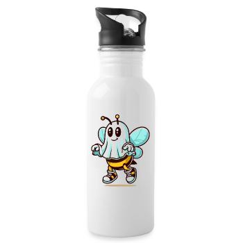Funny Bee Ghost Cute Ghost Bee - Water bottle with straw - white - Right