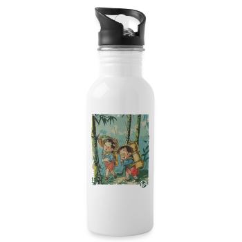Chinese Children: Hike in the Bamboo Forest - Water bottle with straw - white - Right