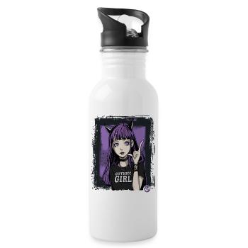 Cute and Cool: Gothic Girl - Water bottle with straw - white - Right