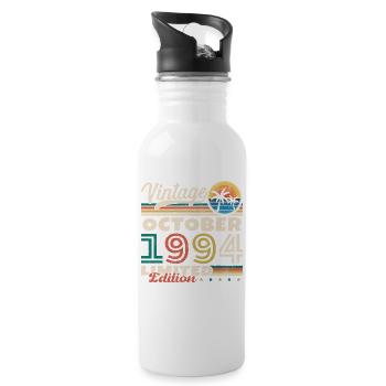 Oktober 1994 Vintage Geburtstagsgeschenk - Trinkflasche mit integriertem Trinkhalm - Weiß - Rechts