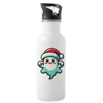 Cute Christmas Ghost Funny Halloween - Water bottle with straw - white - Right