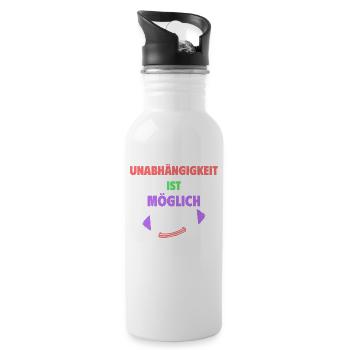 Unabhängigkeit ist möglich - Trinkflasche mit integriertem Trinkhalm - Weiß - Rechts