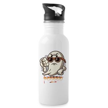 Booing Ghost Lustiges Gespenster Design - Trinkflasche mit integriertem Trinkhalm - Weiß - Rechts