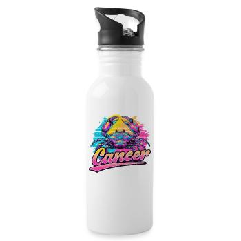 Cancer Horoscope Sign Astrology Vintage Design. - Water bottle with straw - white - Right