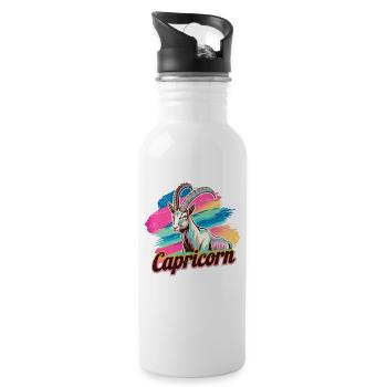 Capricorn Horoscope Astrology Sign Vintage Design. - Water bottle with straw - white - Right