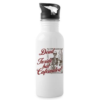 Halloween Coffee Lover Skeleton Coffee Design - Water bottle with straw - white - Right