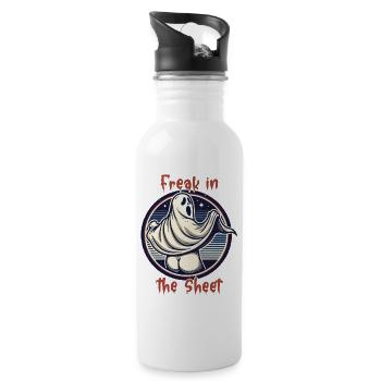 Freak in the Sheet Creepy Ghost Lover - Water bottle with straw - white - Right