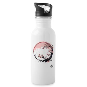 Japanische Kirschblüten - Trinkflasche mit integriertem Trinkhalm - Weiß - Rechts