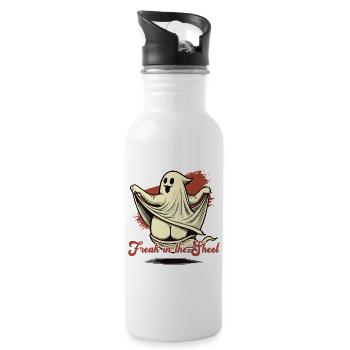 Freak in the Sheet Humorvoll Sarkastisch Halloween - Trinkflasche mit integriertem Trinkhalm - Weiß - Rechts