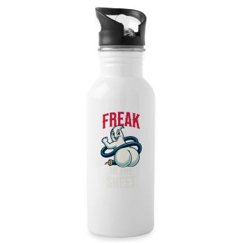 Freak sous drap drôle fantôme design - Gourde avec paille intégrée - blanc - Droite