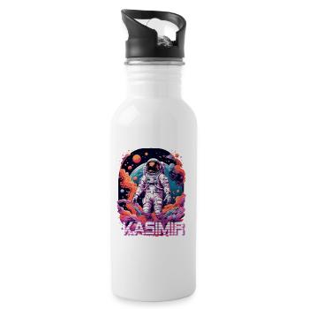 KASIMIR - Schöner Jungen Name mit coolem Astronaut - Trinkflasche mit integriertem Trinkhalm - Weiß - Rechts