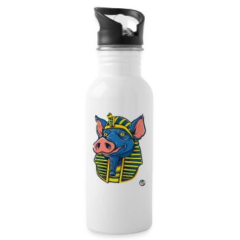 Pharao Schwein - Trinkflasche mit integriertem Trinkhalm - Weiß - Rechts