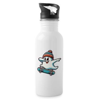 Ghoul Vibes Only Funny Halloween Saying Design - Water bottle with straw - white - Right