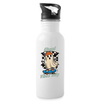 Ghoul Vibes Only Funny Halloween Saying Design - Water bottle with straw - white - Right