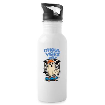 Ghoul Vibes Only Funny Saying Design - Water bottle with straw - white - Right