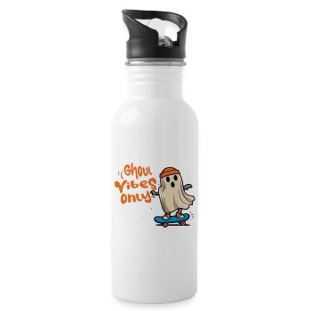 Ghoul Vibes Only Funny Cool Saying Design - Water bottle with straw - white - Right