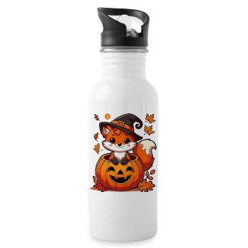 Halloween-Fuchs im Kürbis:Süßer Gruselspaß - Trinkflasche mit integriertem Trinkhalm - Weiß - Rechts