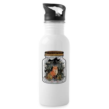 Fuchs Füchse Natur Naturliebhaber Kinder Kind - Trinkflasche mit integriertem Trinkhalm - Weiß - Rechts