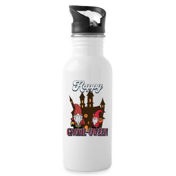 Happy Gnome-Oween Funny Halloween Gnome Saying - Water bottle with straw - white - Right
