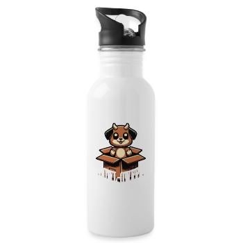 Happy Howl-Oween Lustiger Hunde Halloween Spruch - Trinkflasche mit integriertem Trinkhalm - Weiß - Rechts