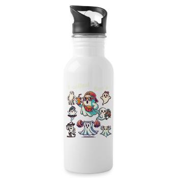 Lustiger Gespenster Sammler Vintage Retro Design - Trinkflasche mit integriertem Trinkhalm - Weiß - Rechts