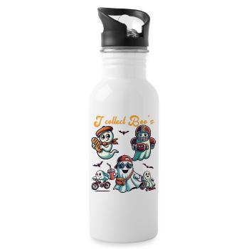 Lustiger Gespenster Sammler Vintage Retro Design - Trinkflasche mit integriertem Trinkhalm - Weiß - Rechts