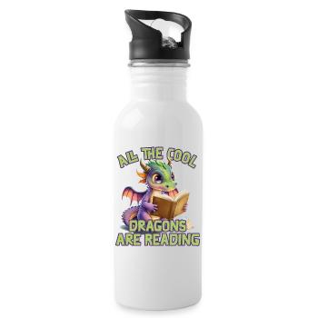 Alle Coolen Kids Lesen Drachen - Trinkflasche mit integriertem Trinkhalm - Weiß - Rechts