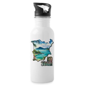 Watercolor Map Ko Samui - Water bottle with straw - white - Right