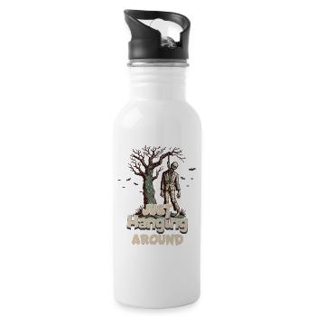 Funny Halloween Saying Undead Zombies - Water bottle with straw - white - Right