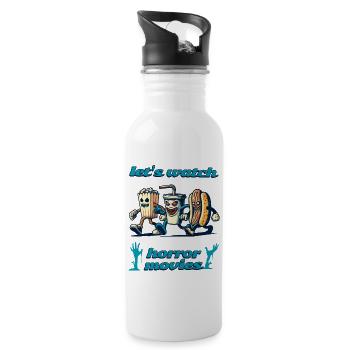 Lustiges Spruch Design Horror Movies - Trinkflasche mit integriertem Trinkhalm - Weiß - Rechts