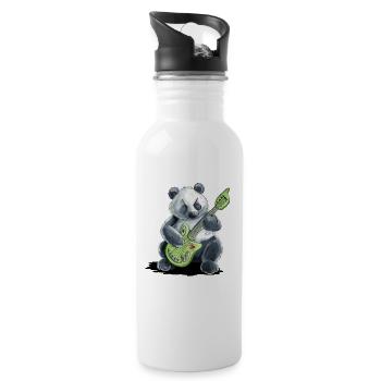 Panda Bear Plays Guitar Music Electric Guitar - Water bottle with straw - white - Right