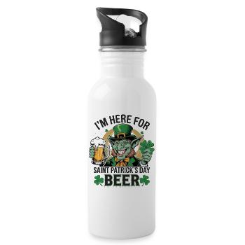 St. Patrick`s Day Beer Leprechaun Kobold Bier - Trinkflasche mit integriertem Trinkhalm - Weiß - Rechts