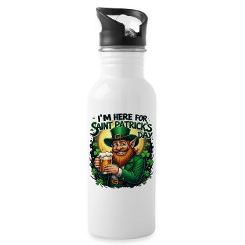 St. Patrick`s Day Beer Leprechaun Kobold Bier - Trinkflasche mit integriertem Trinkhalm - Weiß - Rechts